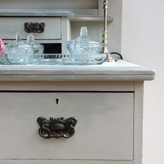 Light Grey up-cycled Edwardian dressing table detail.