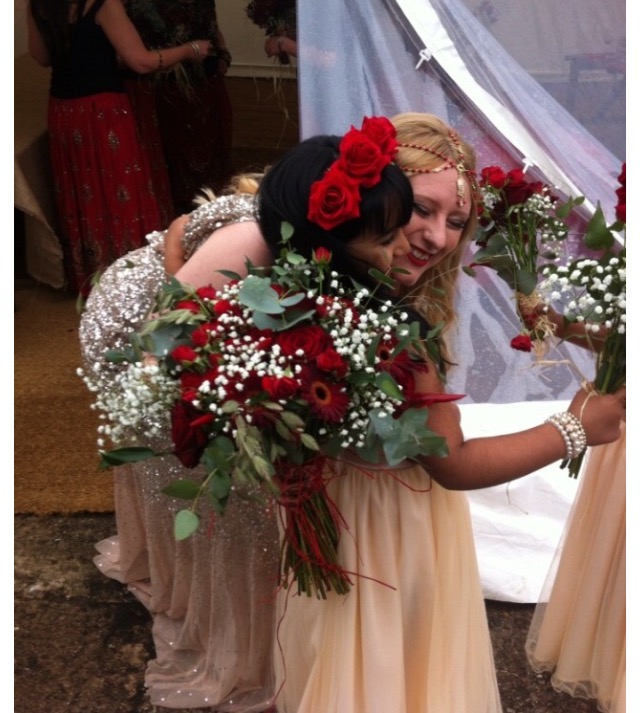 Bride and flower girl at her Rustic Fusion Wedding
